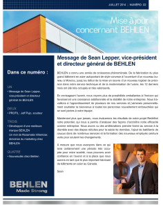 Behlen Industries - JUILLET 2014 – Bulletin